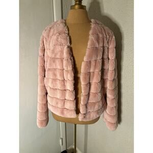 BTFBM Belong To Fashion Beauty Merriness Short Pink Faux Fur Jacket M Retro NEW